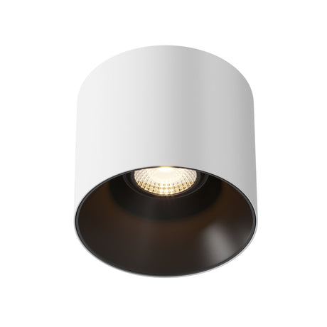 Alfa LED Dimmable Fixed Round Surface Downlight in white and black, perfect for versatile lighting in sophisticated settings