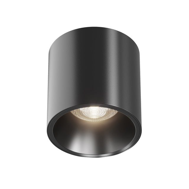Alfa LED Round Surface Downlight in black, featuring a minimalist design perfect for contemporary interiors