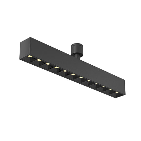 Maytoni Points LED track light module in matte black with linear row of recessed LEDs and cylindrical track connector, shown on a plain white background.