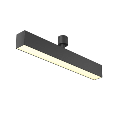 Maytoni Basis 13W 3000K LED track light module with rectangular matt black aluminium housing and cylindrical track adapter on a white background.