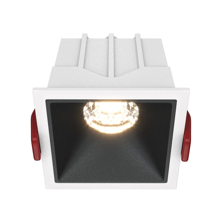 Alfa LED Dimmable Fixed Square Recessed Downlight in white and black, ideal for adding subtle yet sophisticated lighting to modern spaces