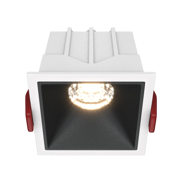 Alfa LED Dimmable Fixed Square Recessed Downlight in white and black, ideal for adding subtle yet sophisticated lighting to modern spaces