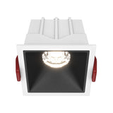 Alfa LED Downlight in White & Black, featuring a square recessed design and fixed mounting