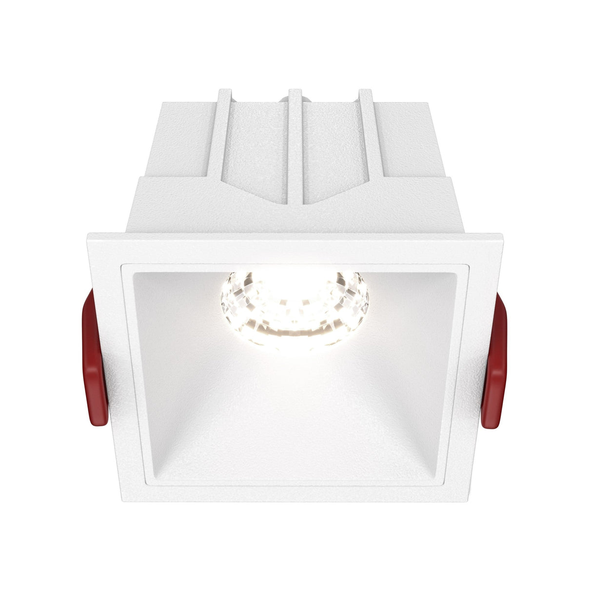 Alfa LED Dimmable Downlight in White with fixed square recessed design and sleek look  
