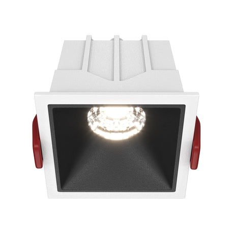 Alfa LED Downlight in White & Black with square recessed design and fixed mount  