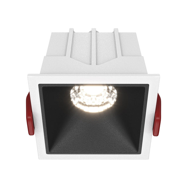 Alfa LED Downlight in White & Black with square recessed design and fixed mount  