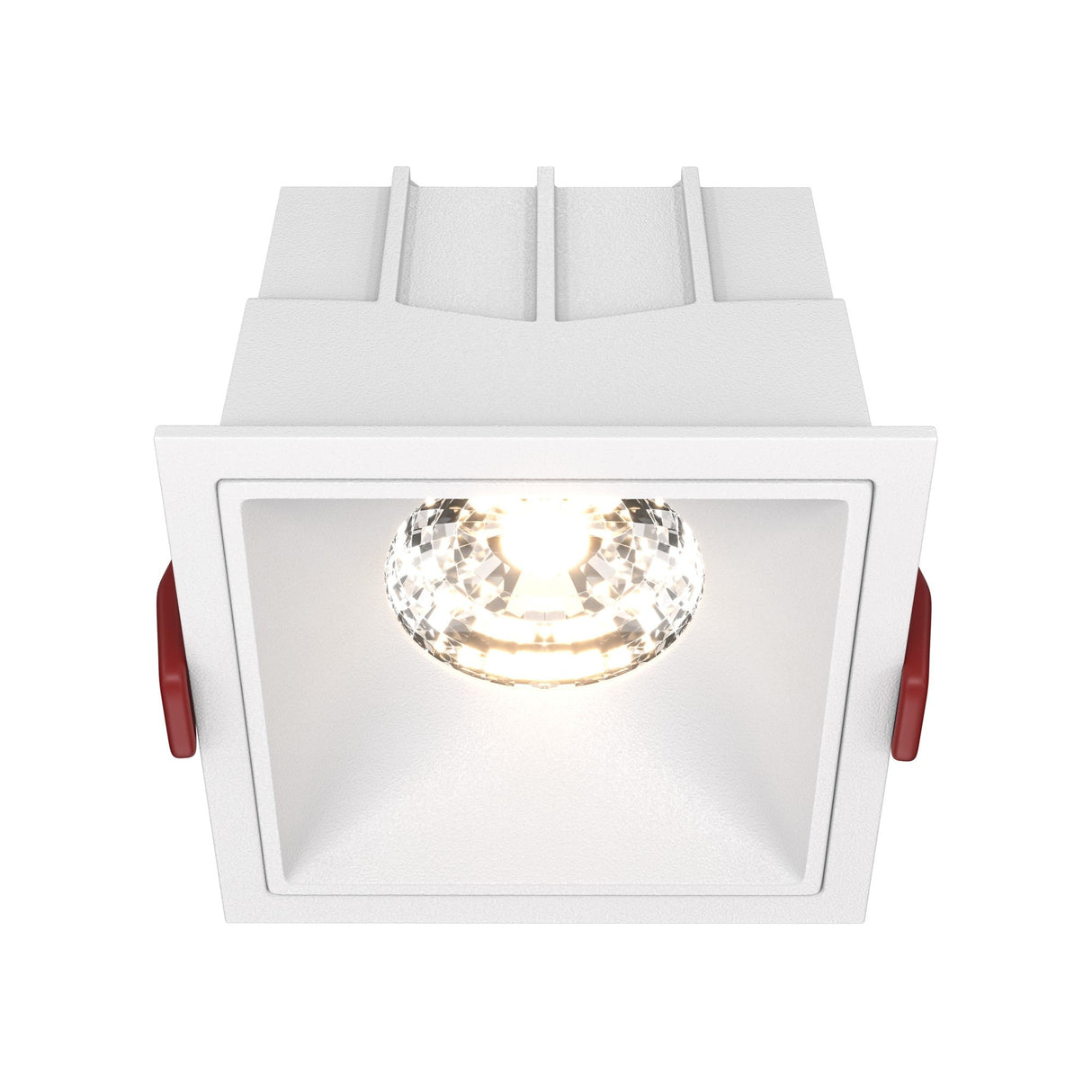 Alfa LED dimmable fixed square recessed downlight in white, a 15W design with a warm glow for versatile lighting