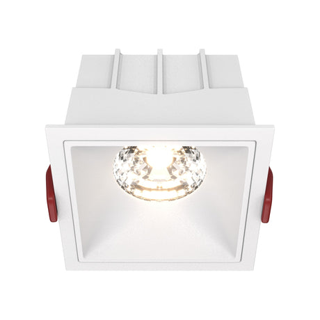 Alfa LED dimmable fixed square recessed downlight in white, a 15W design with a warm glow for versatile lighting