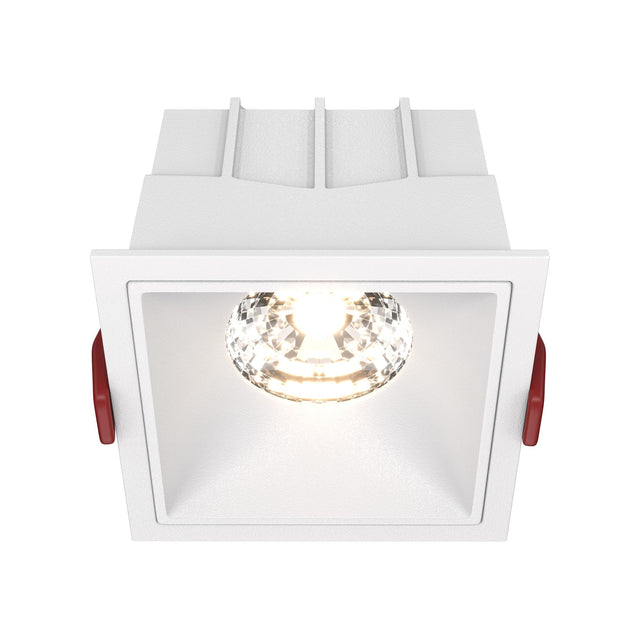 Alfa LED dimmable fixed square recessed downlight in white, a 15W design with a warm glow for versatile lighting