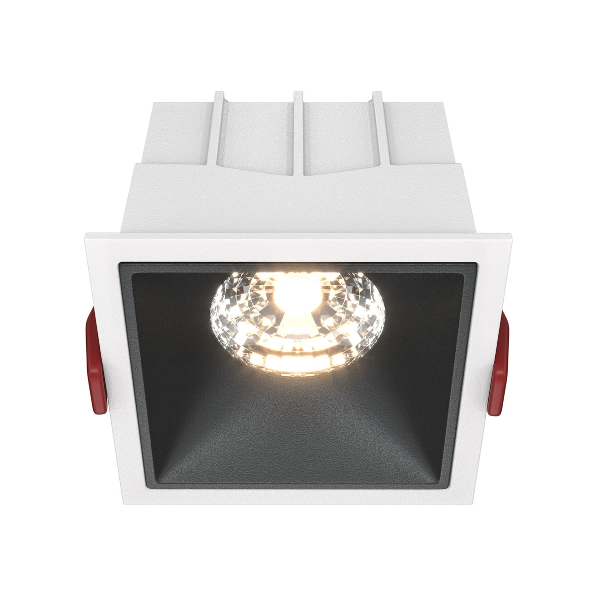 Alfa LED Downlight in White & Black with sleek square recessed design and fixed mount