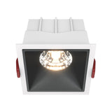 Alfa LED Downlight in White & Black with sleek square recessed design and fixed mount