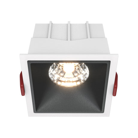 Alfa LED Downlight in White & Black with sleek square recessed design and fixed mount