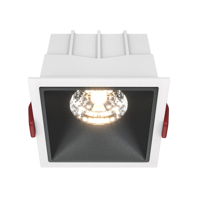 Alfa LED Downlight in White & Black with sleek square recessed design and fixed mount