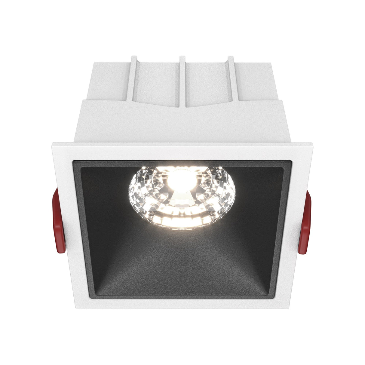 Alfa LED Dimmable Fixed Square Recessed Downlight in white and black, combining modern aesthetics with functional lighting.