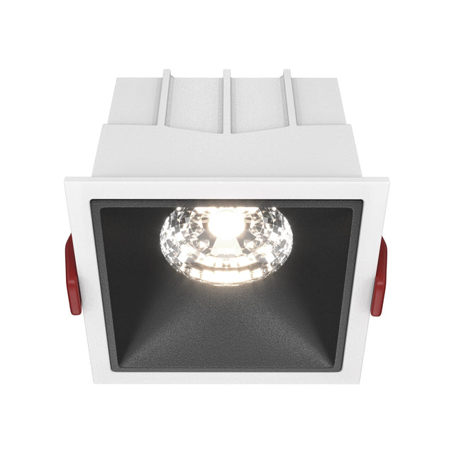 Alfa LED Dimmable Fixed Square Recessed Downlight in white and black, combining modern aesthetics with functional lighting.