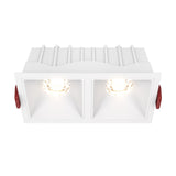Alfa LED Twin Fixed Square Recessed Downlight in white, providing a stylish and efficient lighting solution.