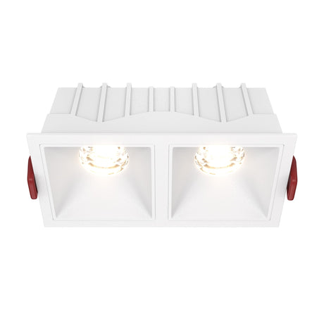 Alfa LED Twin Fixed Square Recessed Downlight in white, providing a stylish and efficient lighting solution.