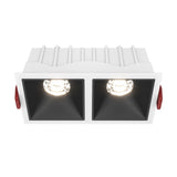 Alfa LED Dimmable Fixed Square Recessed Twin Downlight in white and black, ideal for adaptable lighting in modern spaces.