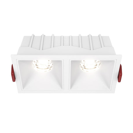 Alfa LED Twin Fixed Square Recessed Downlight in white, providing a modern lighting solution with sleek aesthetics.