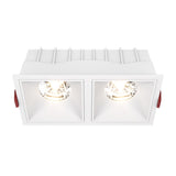 Alfa LED Twin Fixed Square Recessed Downlight in white, designed for a contemporary lighting setup.