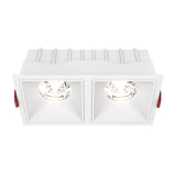 Alfa LED Dimmable Fixed Square Recessed Twin Downlight in white, designed for adaptable, focused lighting.