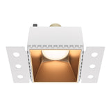 Share square plaster-in fixed recessed downlight in matte gold, adding a touch of elegance to interiors.