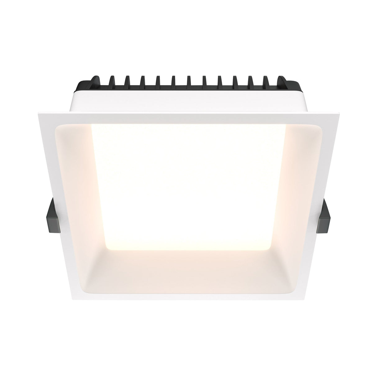 Mounting components of Okno LED Round Recessed Downlight in White, highlighting compatibility with recessed installations for easy ceiling integration.