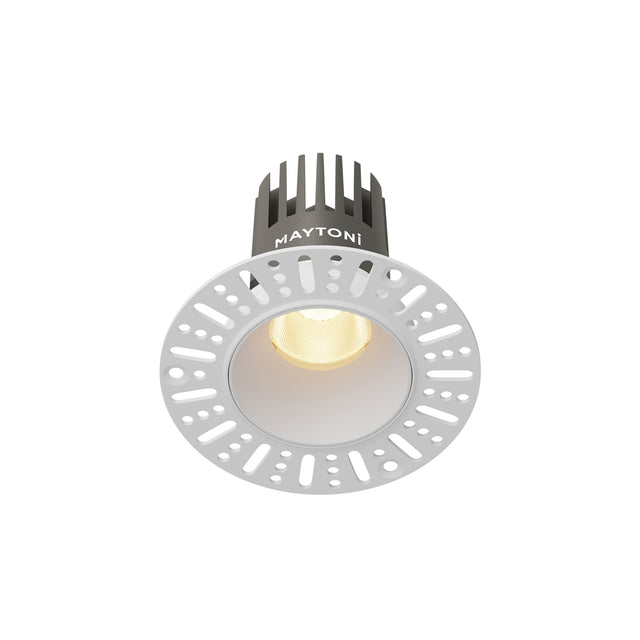 Maytoni Dip 10W 2700K LED recessed downlight with white trim and dark aluminium heat sink, shown on a plain white background.