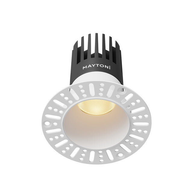 Maytoni Dip 15W 2700K LED recessed downlight with black finned heatsink and white aluminium trim ring, shown on a plain white background.
