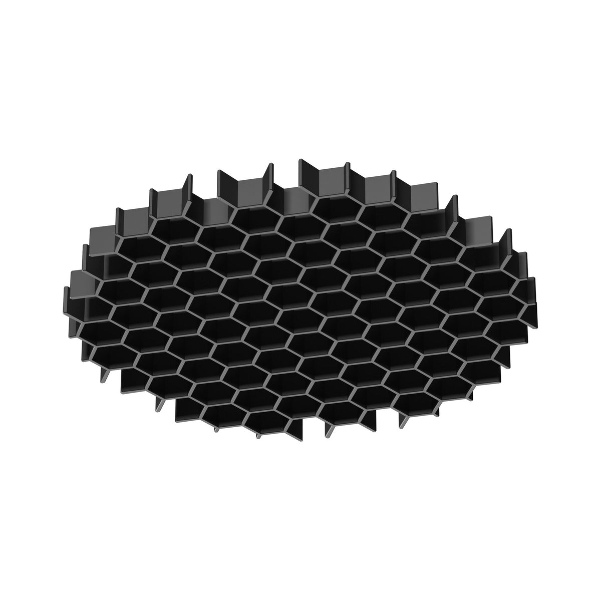Artisan Round Honeycomb Light Filter in black, perfect for softening light and adding texture to spaces.