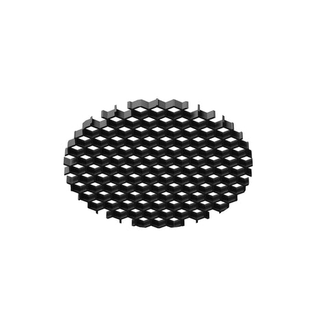 Maytoni Dip 415mm honeycomb louvre grid in black aluminium, circular anti-glare accessory with hexagonal cell structure, shown on a plain white background.