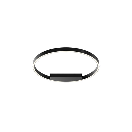 Maytoni Rim Ring 600mm LED ceiling light with a slim circular matt black metal frame and edge-lit inner diffuser, shown on a plain white background.