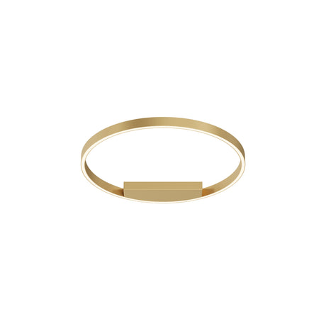 Maytoni Rim 600mm circular LED ceiling light with a single brass aluminium ring and central rectangular mount, shown on a plain white background.