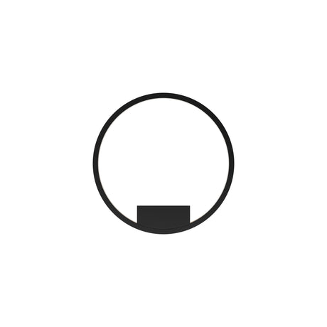 Maytoni Rim LED wall light in matt black, circular aluminium ring with rectangular base plate housing the integrated LED, on a plain white background.