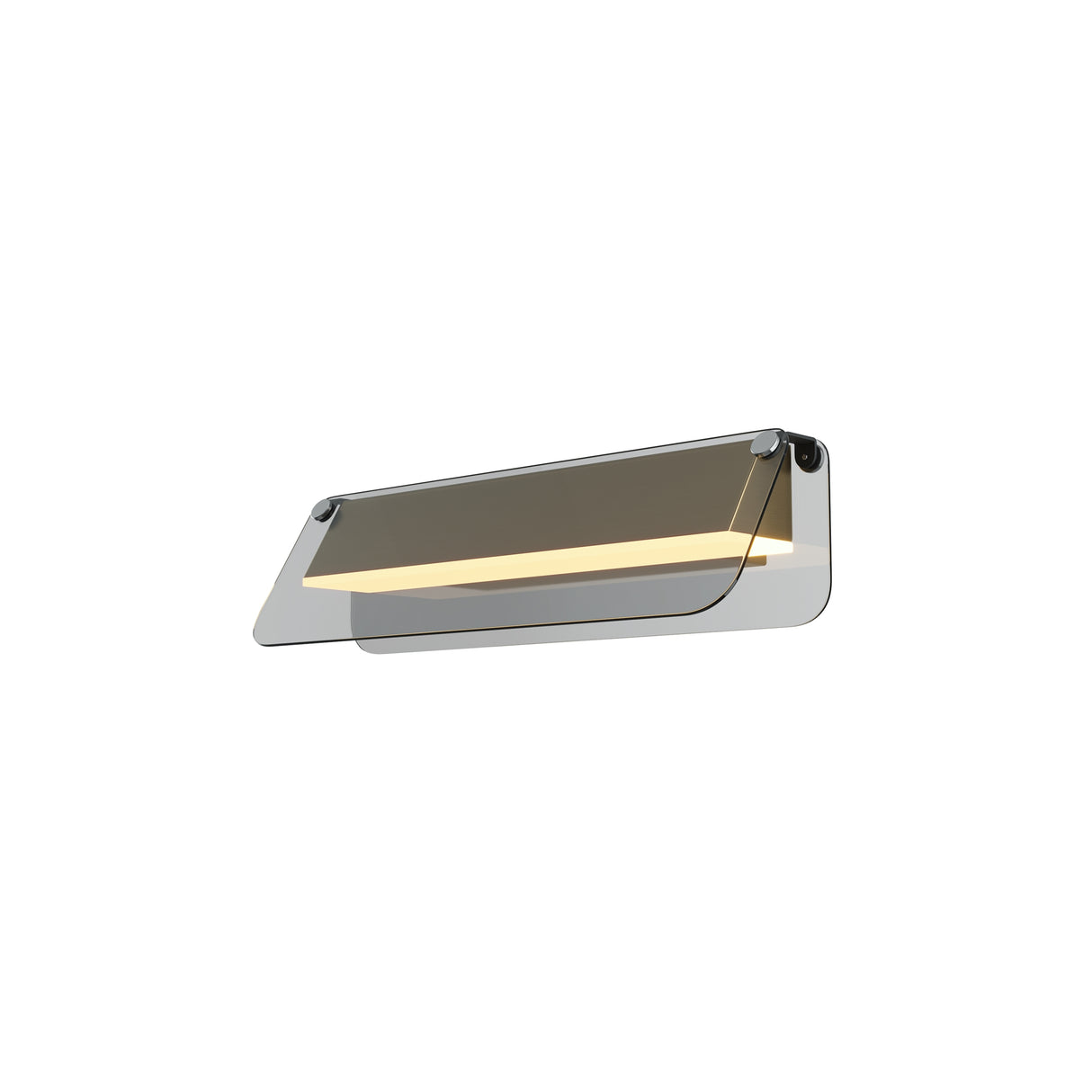 Maytoni Flat LED wall light in black metal with horizontal housing and integrated warm white LED strip casting an up-and-down wash, on a plain background.
