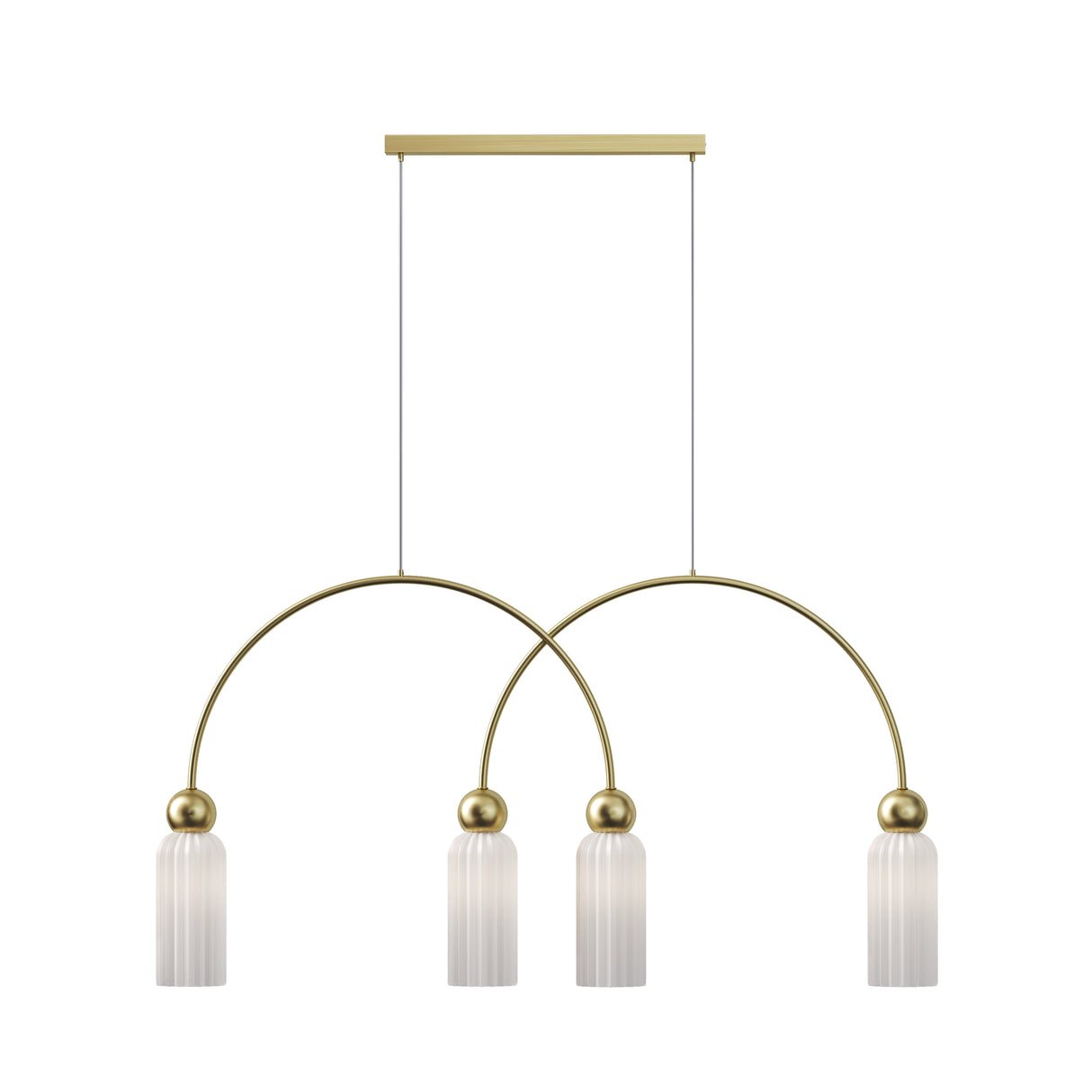 Antic 4 Light Opal Glass Pendant Light - Gold