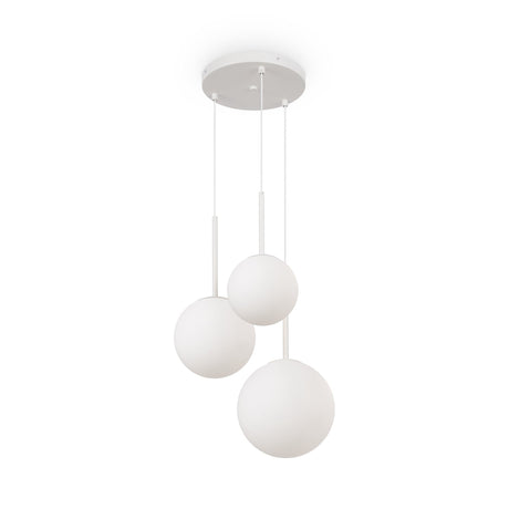 Basic form 3 Light Cluster Pendant in white, perfect for modern interiors needing focused, stylish lighting.