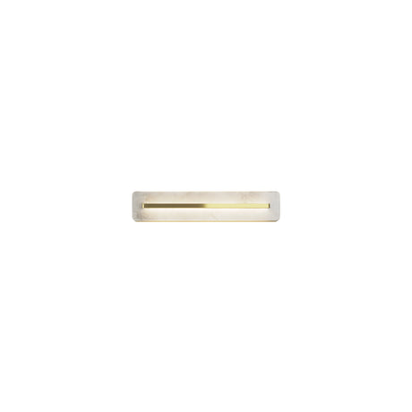 Maytoni Albatre Alabaster LED Wall Light 400mm in brass, with a horizontal alabaster panel and integrated LED strip, on a plain white background.