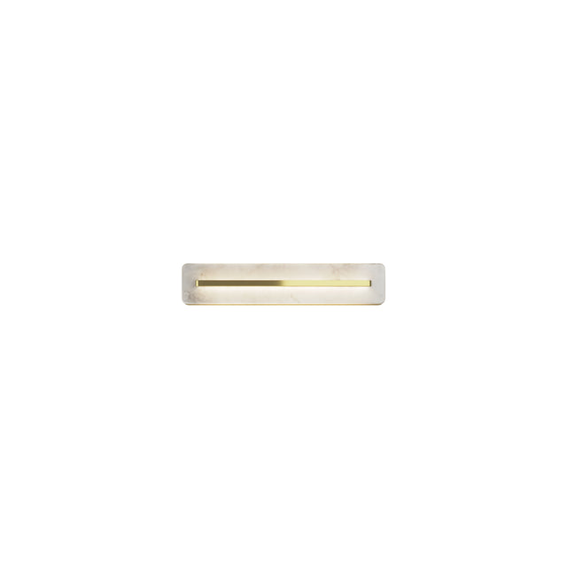 Maytoni Albatre Alabaster LED Wall Light 400mm in brass, with a horizontal alabaster panel and integrated LED strip, on a plain white background.