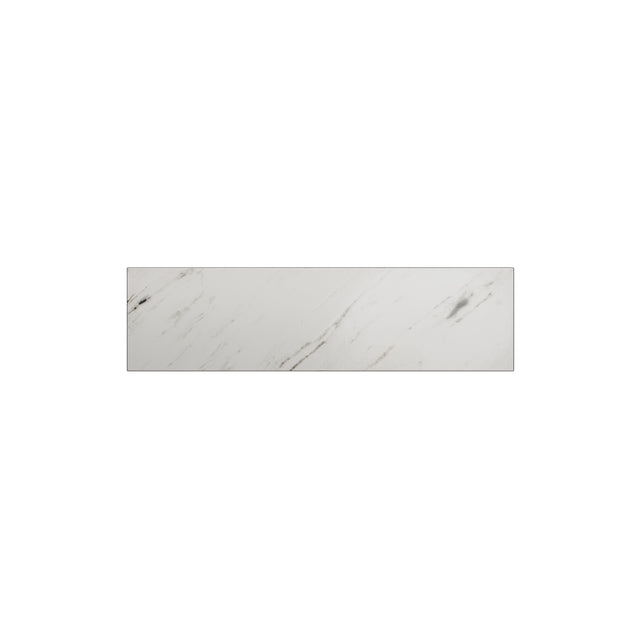 Maytoni Basic Texture 80mm rectangular LED wall light in white marble with grey veining, shown horizontally on a plain white background.