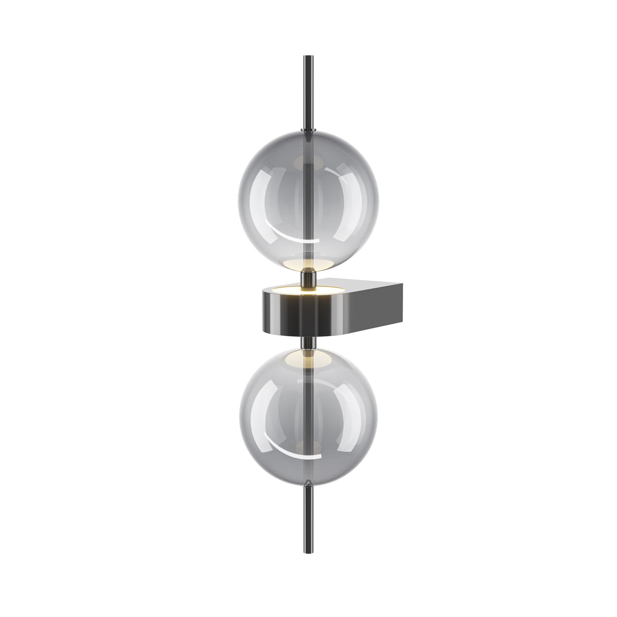 Double Moon Clear Glass LED Wall Light - Black