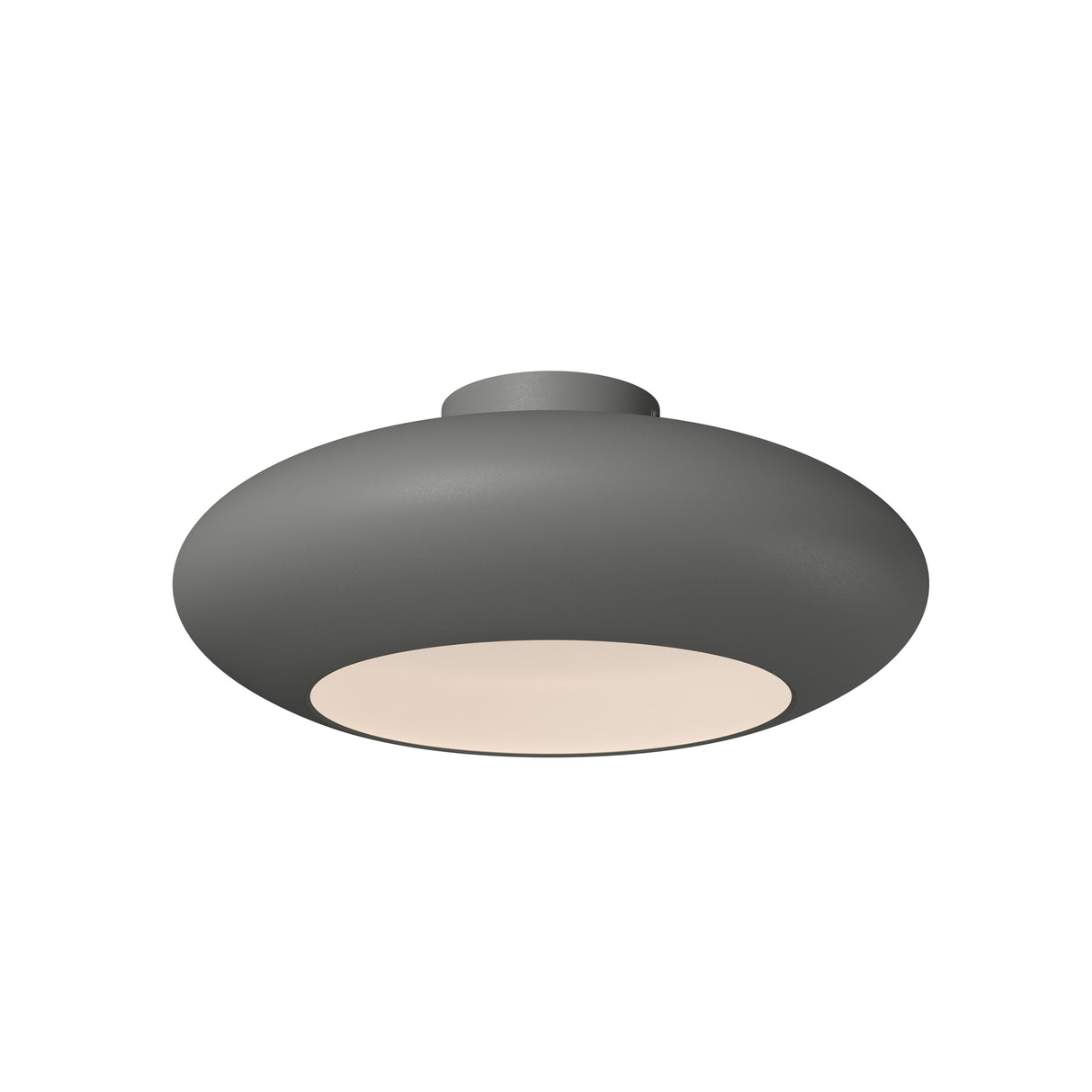 Maytoni Aros Dome LED ceiling light in grey, featuring a flush-mount aluminium dome shade with downward-facing diffuser, shown on a white background.