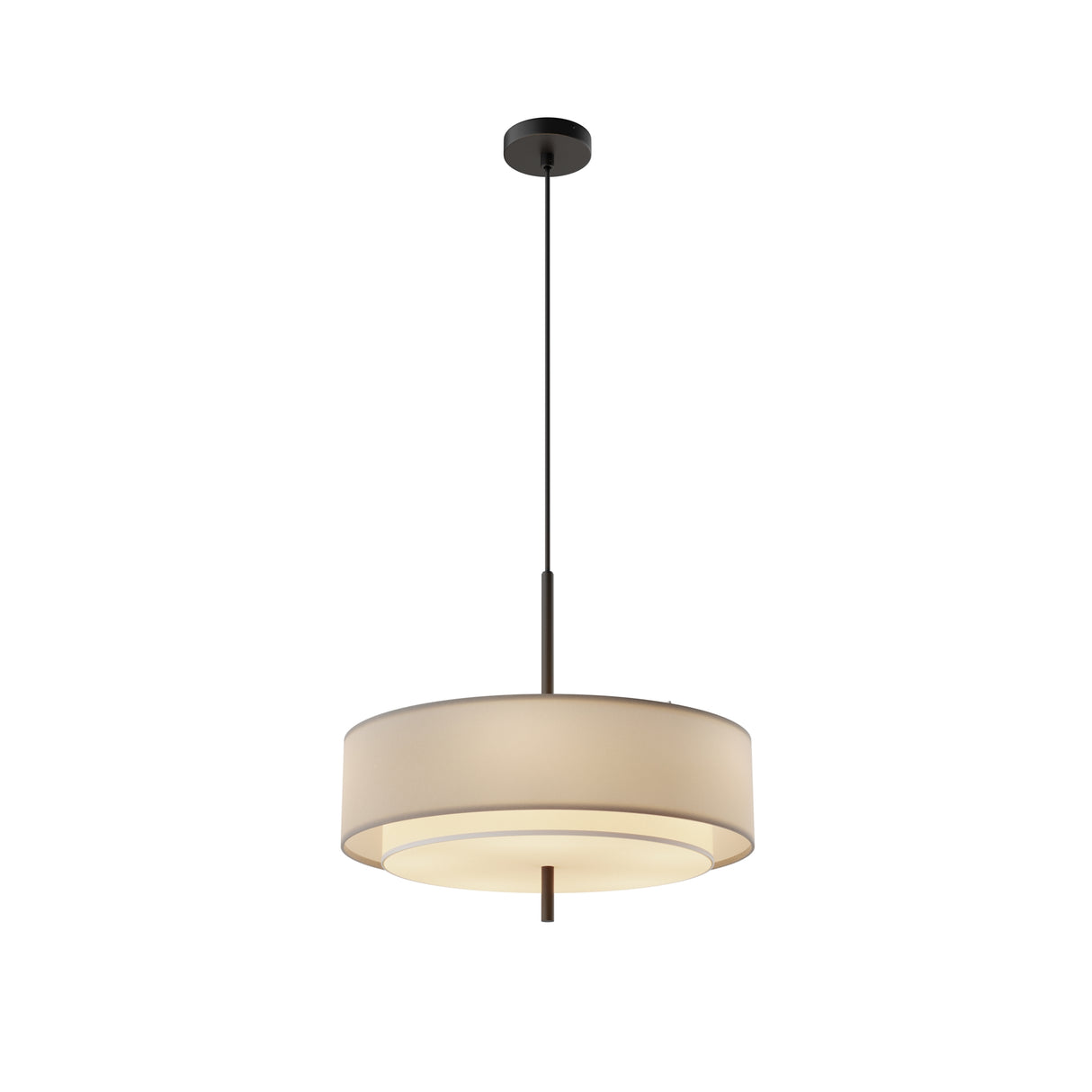 Bergamo 5 Light Beige Fabric Pendant Light - Black