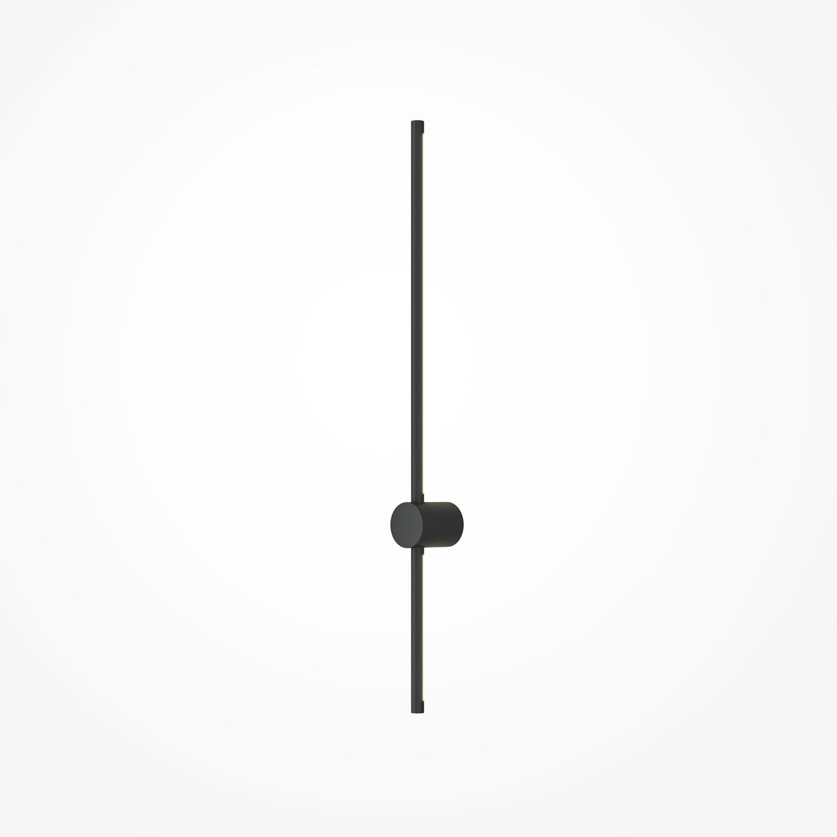 A sleek design featuring a minimalistic black vertical line with a central circle on a white background, reminiscent of the Light Stick LED Wall Light 10W 3000K - Black, adds modern elegance to any space.