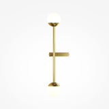 The Touch LED 4-Step Touch Dimmable Wall Light offers a modern look with a vertical brass finish bar and frosted white globes at each end, mounted on a short horizontal bracket against a plain white background.