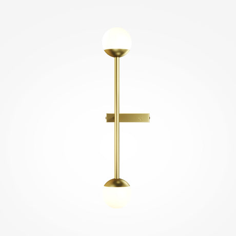 The Touch LED 4-Step Touch Dimmable Wall Light offers a modern look with a vertical brass finish bar and frosted white globes at each end, mounted on a short horizontal bracket against a plain white background.