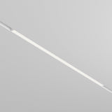 The Basis DALI CCT LED Dimmable Linear Track Light, a thin 30W strip offering 2700-6000K customizable lighting, is embedded in a white ceiling. Its minimalistic design creates a modern aesthetic and allows mood-enhancing lighting adjustments.