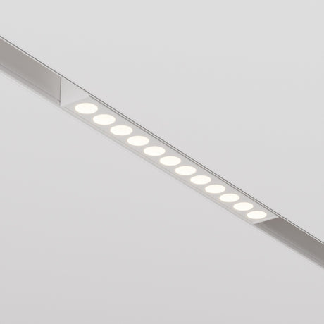 Close-up of the Points DALI CCT LED Dimmable Linear Track Light, with twelve 12W circular LEDs (2700-6000K), set against a plain white ceiling.