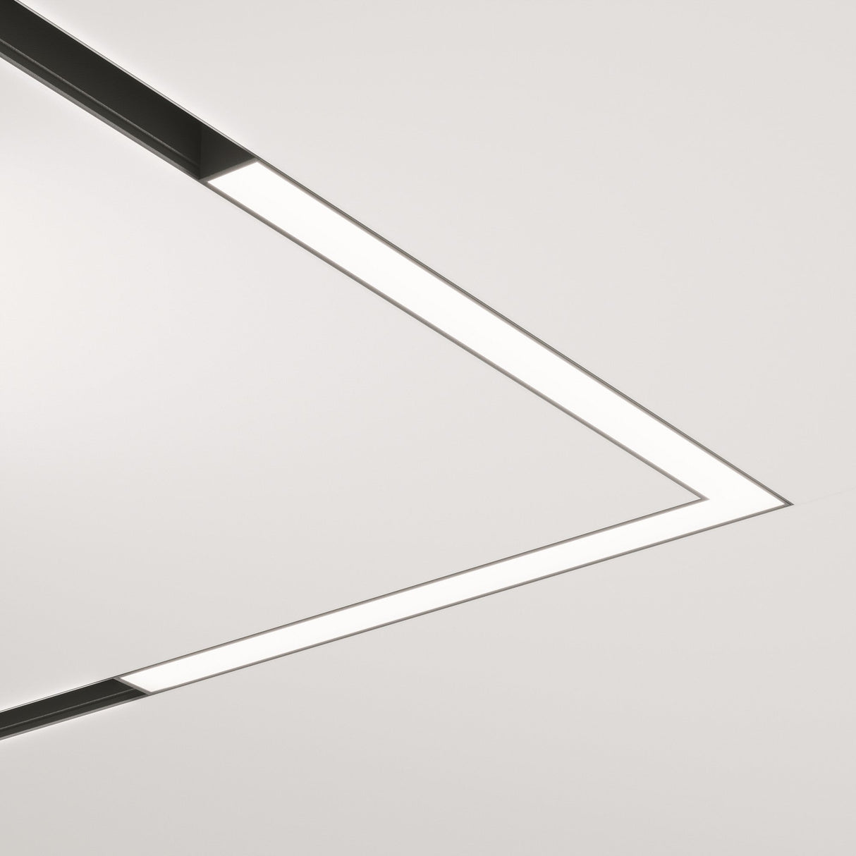 Main render image of Basis LED Corner Track Light in black, demonstrating a minimalist look for track lighting