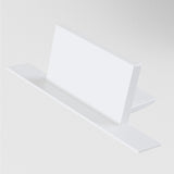 The Unity Tracks Single Phase Track End Cap in white is showcased against a plain background, featuring intersecting flat rectangular shapes that create a clean, modern look ideal for minimalist decor.